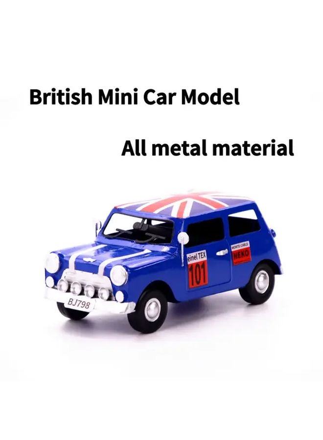 Yellow Vintage British Mini Car Model All Metal Handmade Desktop Decoration - Image 3